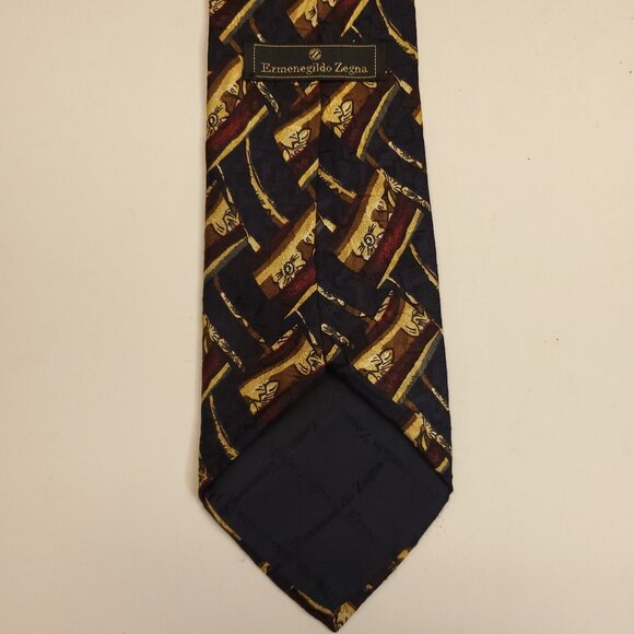 Ermenegildo Zegna Tie Geometric Mulicolored Abstract Floral Silk Necktie 58/3.75 - Picture 2 of 5